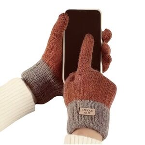 Unisex‎ Thermal Touchscreen Winter Finger Driving Knit Gloves One Size Spice NWT